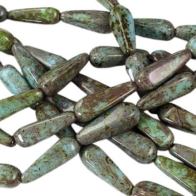 Glass - 6x22mm - Squared Vertical Drop - Turquoise Spice