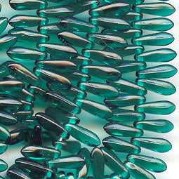Fringe Beads Dagger Beads - 11mm - Transparent Emerald (25)