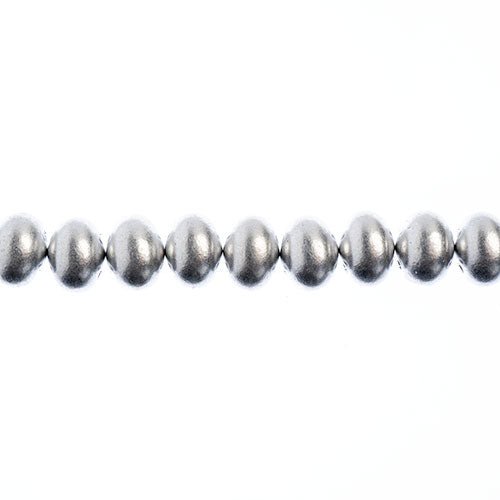 Candy Oval Beads - 6x8mm - Metallic Silver (Strand)