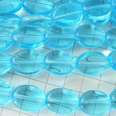 Glass Ovals - 9x12mm Flat Oval - Aqua (25)
