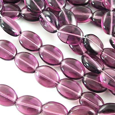 Glass Ovals - 9x12mm Flat Oval - Amethyst (25)