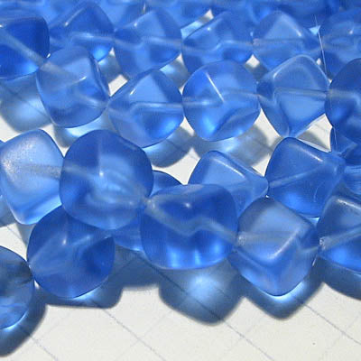 Glass - 8mm Dancing Cube - Matte Sapphire (strand 25)