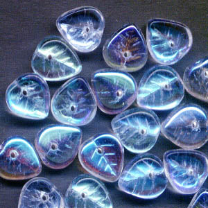 Glass Bead Heart Leaf - 9mm - Crystal AB (25)