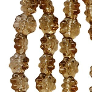 Glass Bead Glass Daisy - 9mm - Smokey Topaz (10)