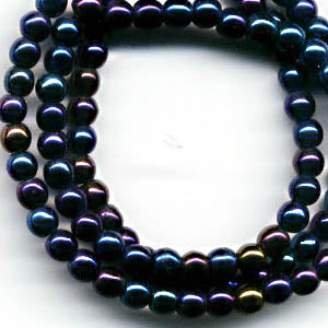 Glass Beads Round - 4mm - Opaque Blue AB (strand)