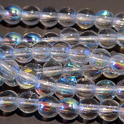 Glass Beads Round - 4mm - Crystal AB (pack)