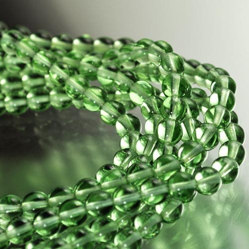Glass Beads Round - 6mm - Transparent Natural Green (strand)