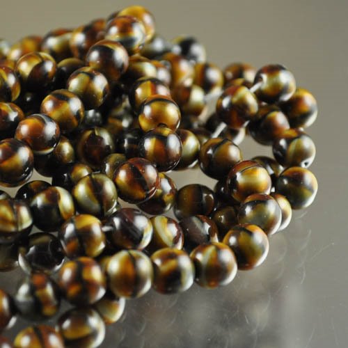 Glass Beads Round - 8mm - Tigereye (strand)