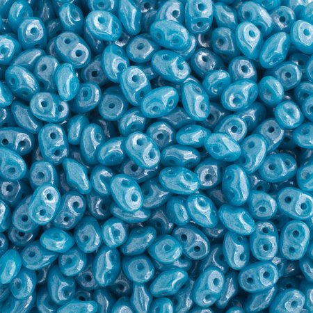 Superduos - Turquoise Blue White Luster