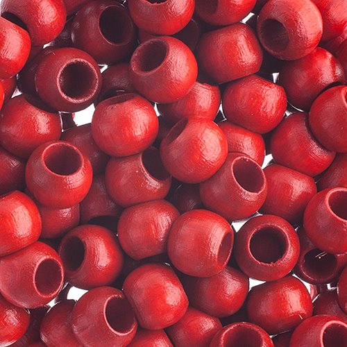 Large Hole Wood Beads - 8x6.5mm Round - Red (500)