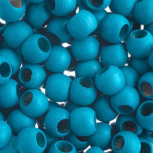 Large Hole Wood Beads - 8x6.5mm Round - Turquoise (500)