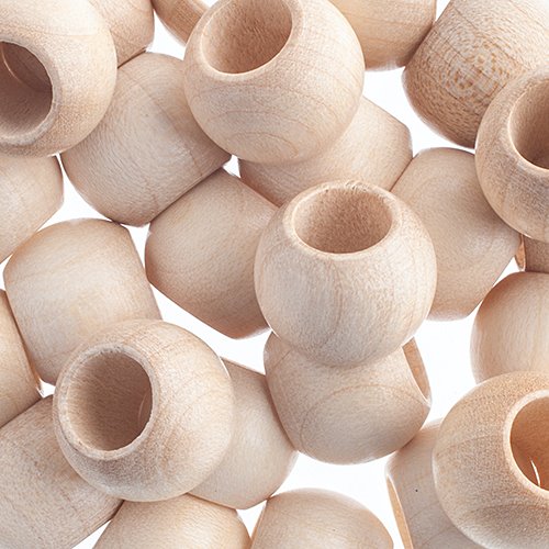 Large Hole Wood Beads - 14x11mm Round - Natural (100)