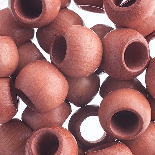 Large Hole Wood Beads - 14x11mm Round - Light Brown (100)