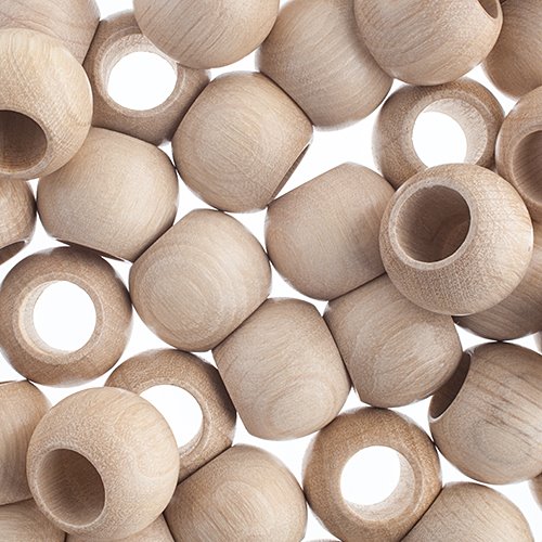 Large Hole Wood Beads - 20x16mm Round - Natural (50)