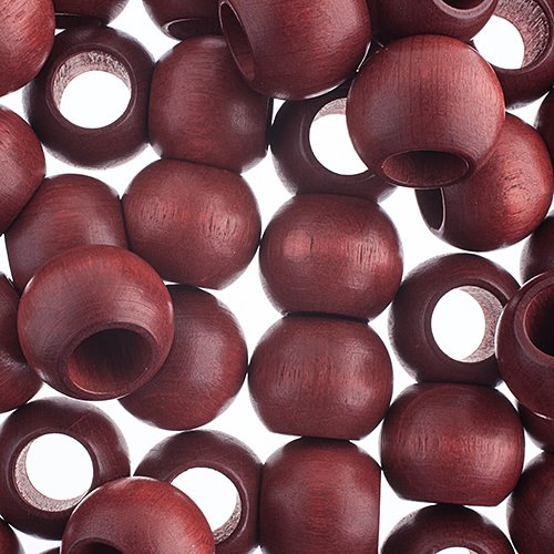 Large Hole Wood Beads - 20x16mm Round - Mahogany (50)
