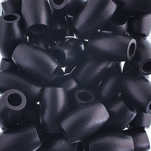 Large Hole Wood Beads - 22x33mm Oval - Black (50)