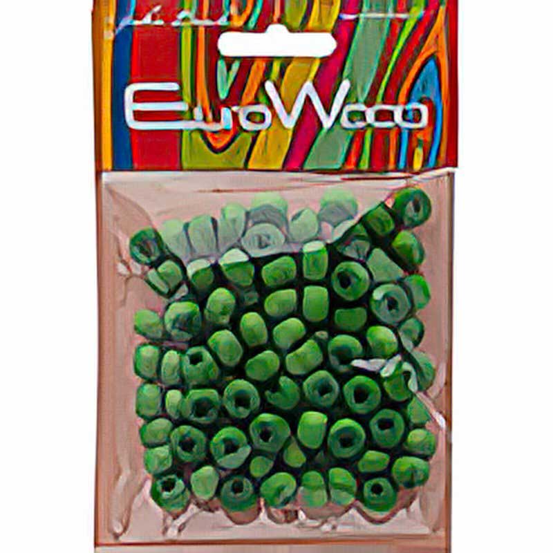 Euro Wood - 9x6mm Crow Beads - Medium Green (100pcs)
