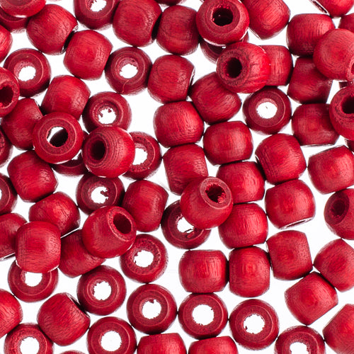 Euro Wood - 6x4.8mm Crow Beads - Red (100pcs)