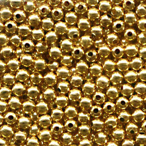 Metal Beads - 2.4mm Round - Goldtone (100)
