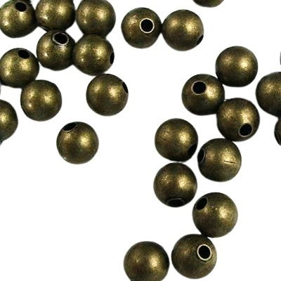 Metal Beads - 4mm - Round - Antiqued Gold (100)