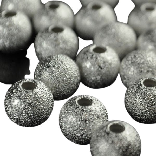 Metal Beads - 10mm - Stardust Round - Bright Silver (25)
