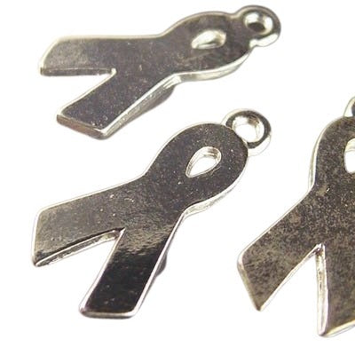 Awareness Ribbon Charm   Br Silver Each