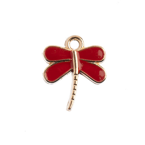 S&P Charm Dragonfly Red 10pcs