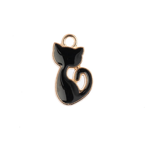S&P Charm Retro Cat Black 10pcs