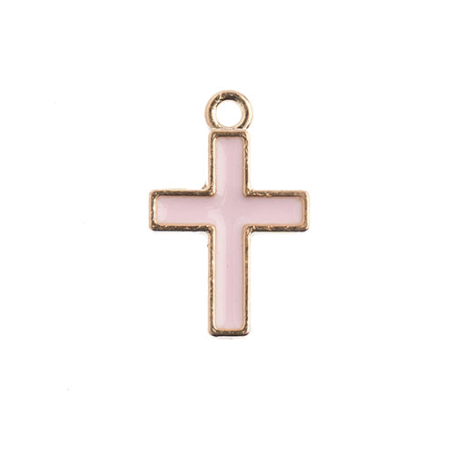 S&P Charm Cross Pink 10pcs