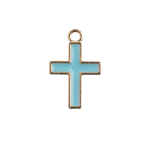 S&P Charm Cross Lt Blue 10pcs