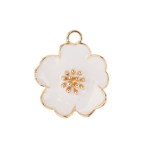 S&P Charm   White Flower 4pcs