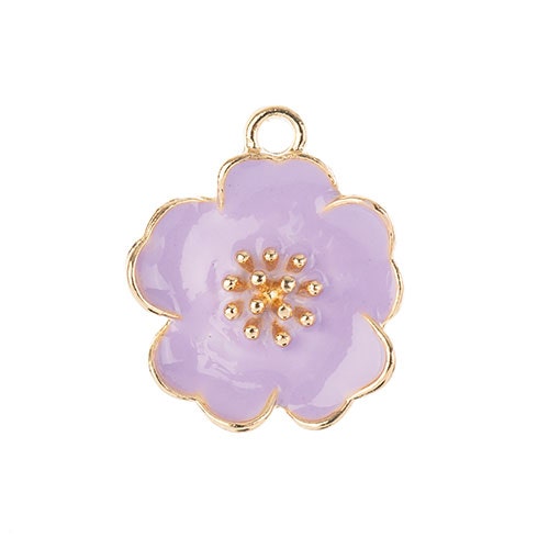 S&P Charm   Purple Flower 4pcs