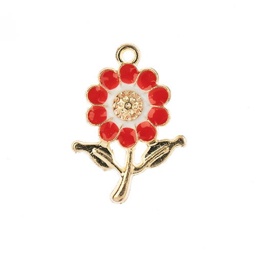S&P Charm   Red Daisy 8pcs