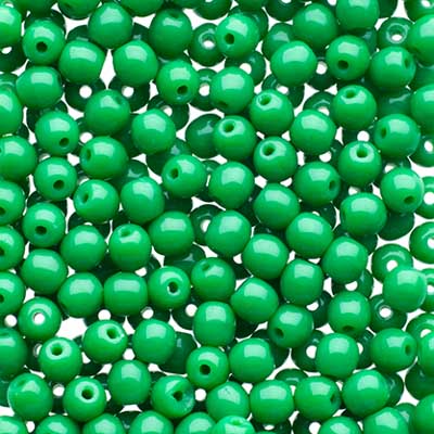 Glass Beads - 3mm - Round - Opaque Green (120)