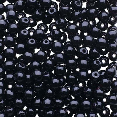 Glass Beads - 3mm - Round - Opaque Jet (120)