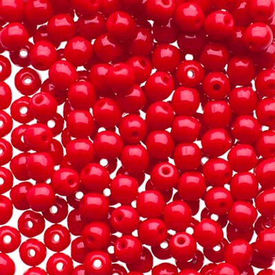 Glass Beads - 3mm - Round - Opaque Dark Red (120)