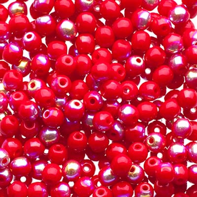 Glass Beads - 3mm - Round - Dark Red AB (120)