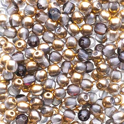 Glass Beads - 3mm - Round - Crystal Aurum (120)