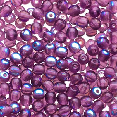 Glass Beads - 3mm - Round - Transparent Amethyst AB (120)