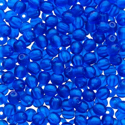 Glass Beads - 3mm - Round - Transparent Capri Blue (120)