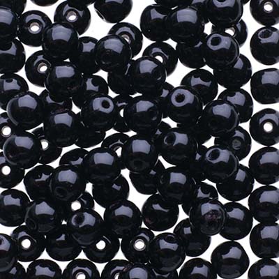 Glass Beads - 4mm - Round - Opaque Jet (100)