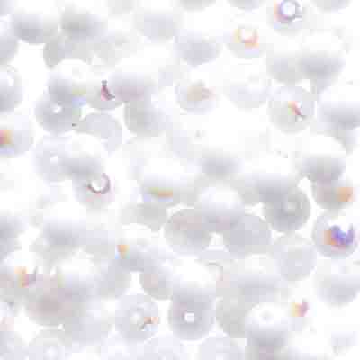 Glass Beads - 4mm - Round - Chalk White AB (100)