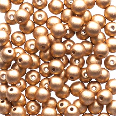 Glass Beads - 4mm - Round - Gold (100)