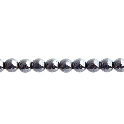 Glass Beads - 4mm Round - Opaque Gunmetal (45pc strand)