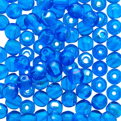 Glass Beads - 4mm - Round - Capri Blue AB (100)