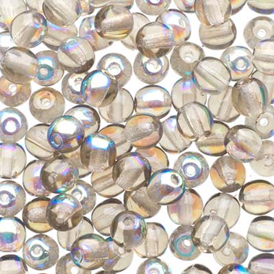 Glass Beads - 4mm - Round - Transparent Black Diamond AB (100)