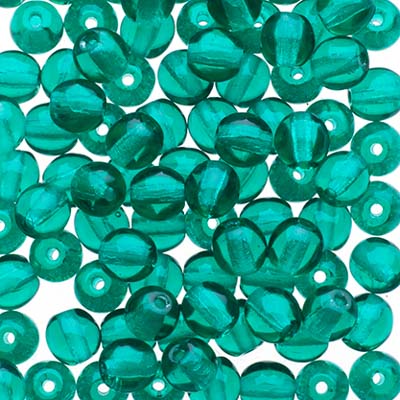 Glass Beads - 4mm - Round - Transparent Emerald (100)