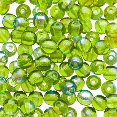 Glass Beads - 4mm - Round - Olivine AB (100)