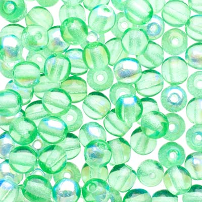 Glass Beads - 4mm - Round - Peridot AB (100)