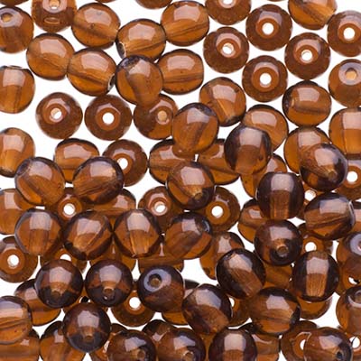 Glass Beads - 4mm - Round - Smoked Topaz (100)